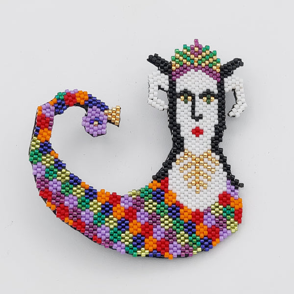 Shahmaran Hand-Beaded Brooch