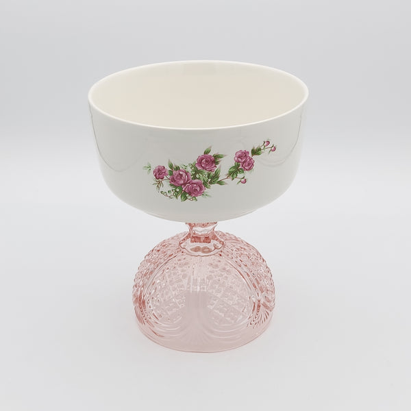 Golesorkhi Deep Bowl With Short Pink Glass Stand