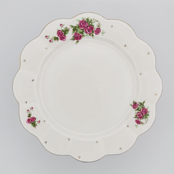 Wavy Rim Golesorkhi Plate With Gold Touches & Pink Glass Stand