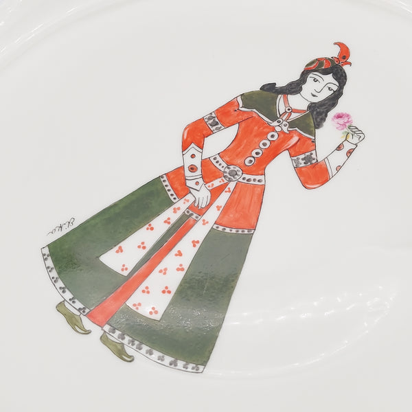 Hand Painted Rose Qajar Lady Plate