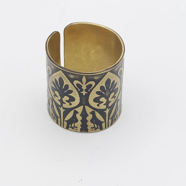 Persian Motif Handmade Brass Ring