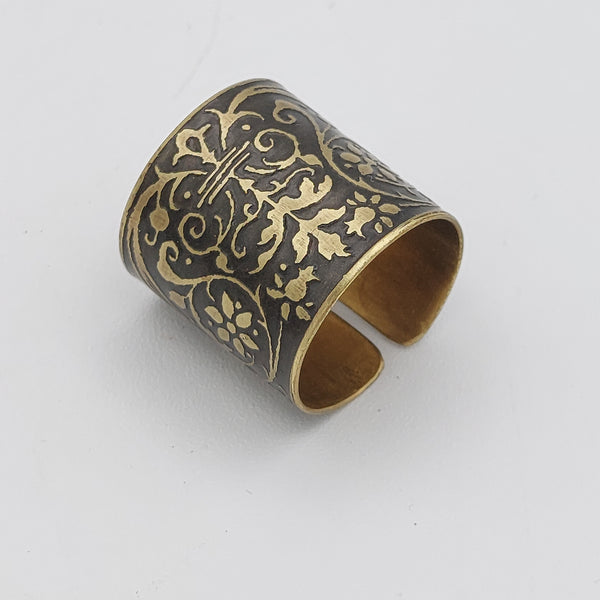 Persian Motif Handmade Brass Ring