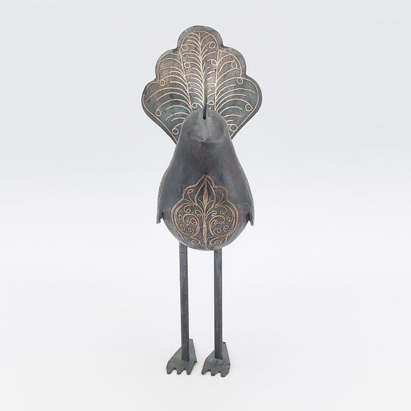 Hand Crafted Decorative Iron Birds with Silver inlay