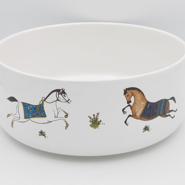 Torkaman Horses Large Ceramic Bowl
