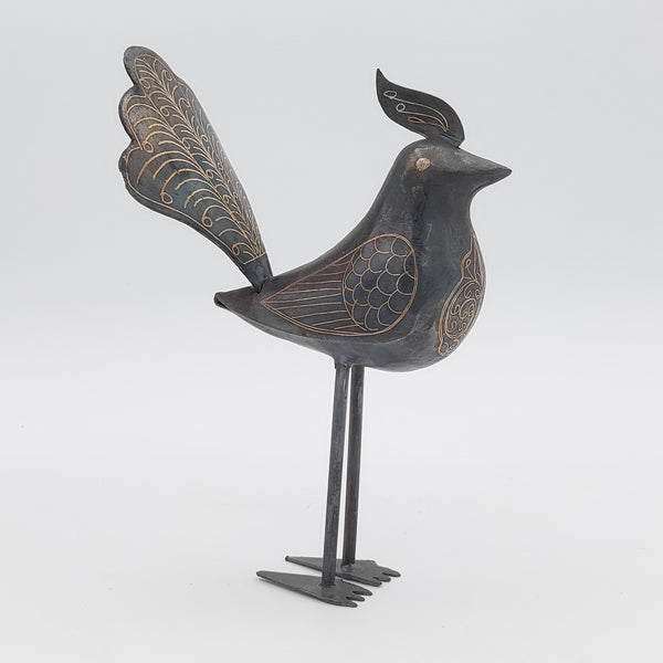 Hand Crafted Decorative Iron Birds with Silver inlay