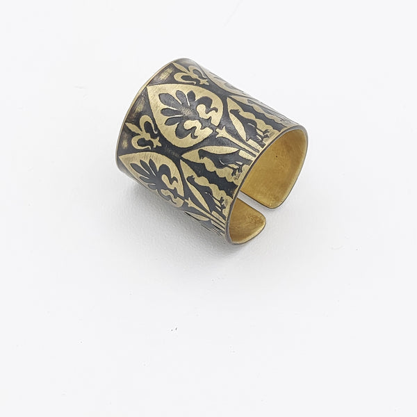Persian Motif Handmade Brass Ring