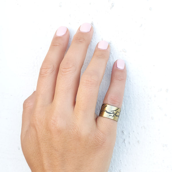 Calligraphy Brass Rings