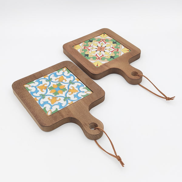 Solid Wood Hand Painted Tile Coaster