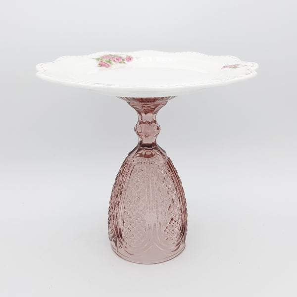 Wavy Rim Medium Golesorkhi Plate With Gold Touches & Glass Stand