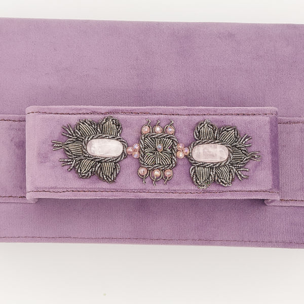 Violet Amood Clutch with Rose Quartz