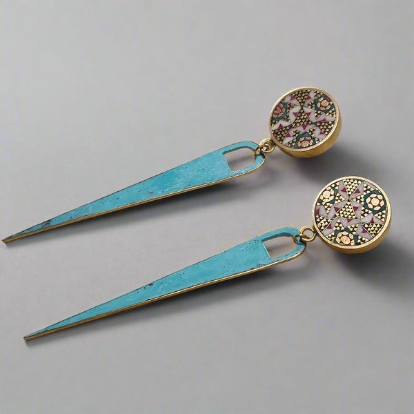Septum-Khatam Brass-Blue Patina Earring