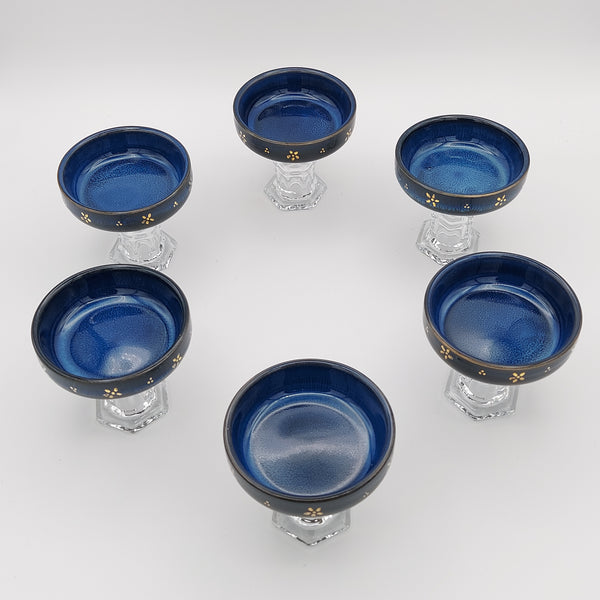 Small Lajevard Bowl With Glass Stand & Gold Touches
