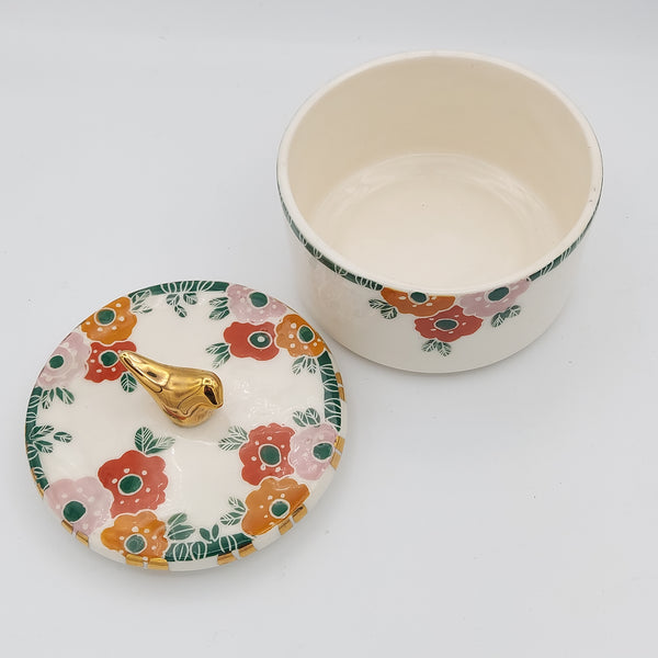 Morgh-o-Gol Lidded Ceramic Bowl with Gold Touches