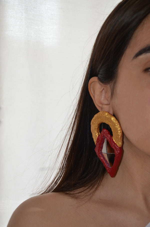 Ram's Horn Mirror Earrings