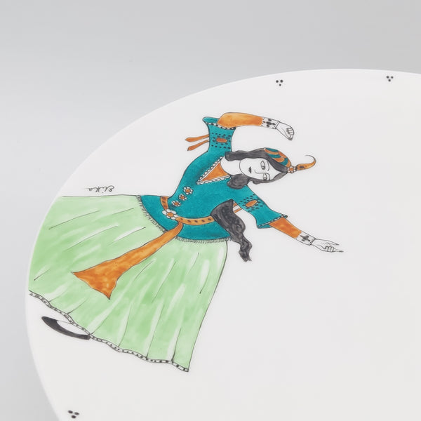 Hand Painted Ghajar Dance Dish with Stand