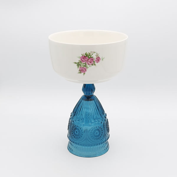 Golesorkhi Deep Bowl With Tall Lapis Glass Stand