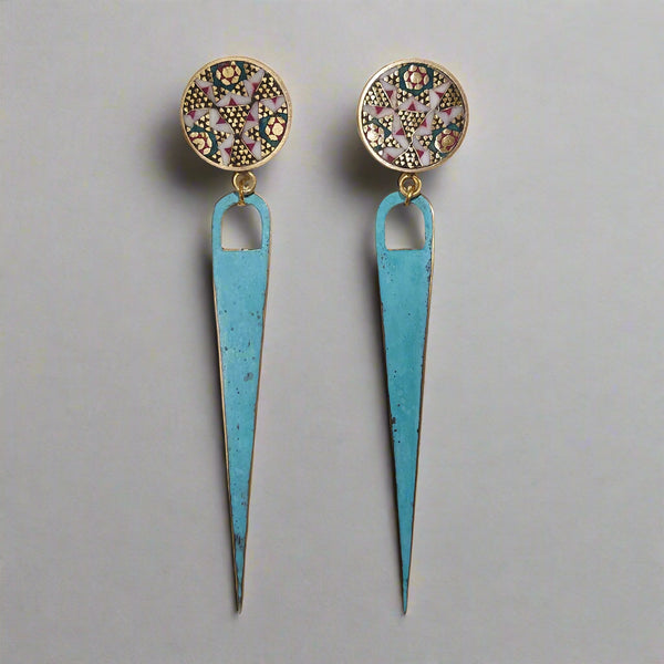 Septum-Khatam Brass-Blue Patina Earring