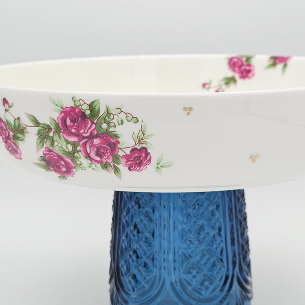 Golesorkhi Low Bowl With Gold Touches & Blue Stand