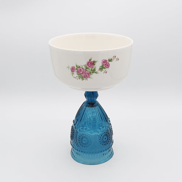 Golesorkhi Deep Bowl With Tall Lapis Glass Stand