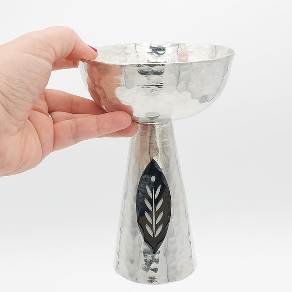 Footed Copper Bowl with Etched Mirror