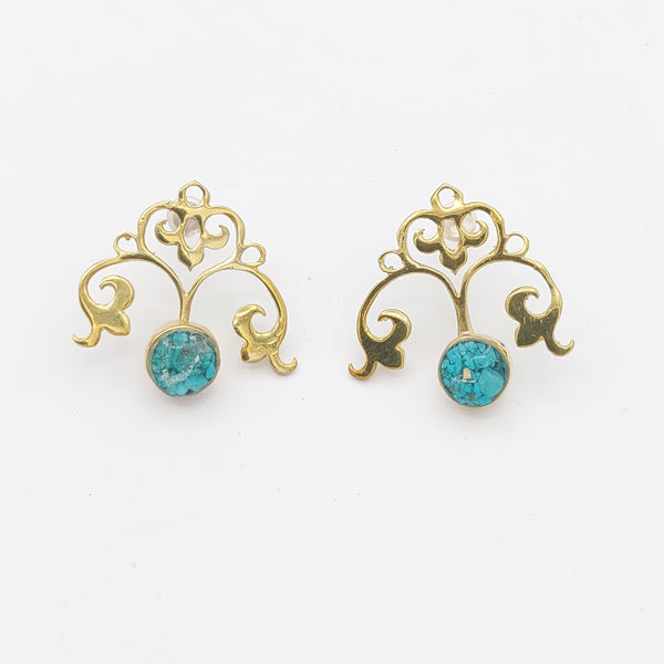 Persian Motif Earring with Crushed Turquoise