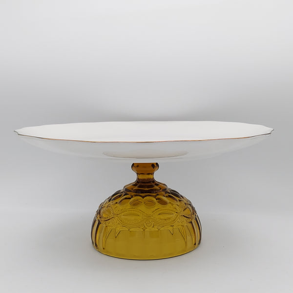 Hand Painted Persian Angel Serving Dish with Glass Stand