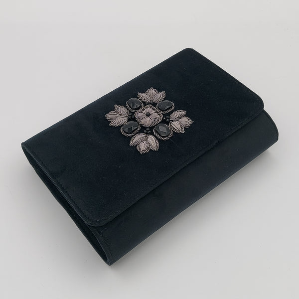 Black Classic Clutch with Onyx & Sermeh