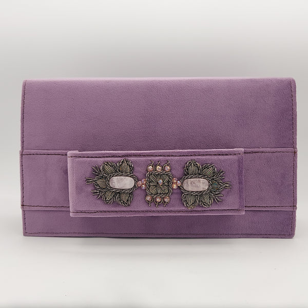 Violet Amood Clutch with Rose Quartz