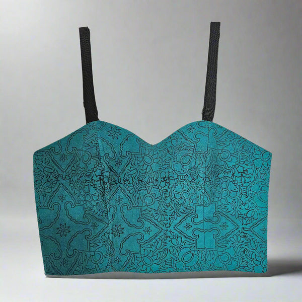 Green Qalamkari Crop Top