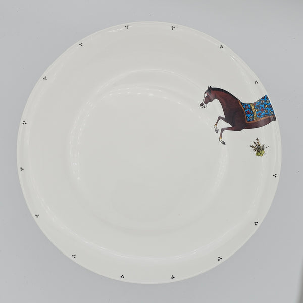Torkaman Horses Round Plate with Amber Glass Stand