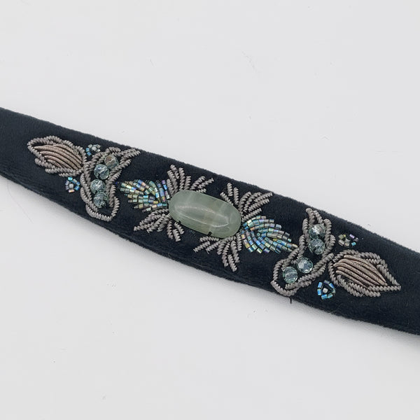 Black Choker with Aquamarine