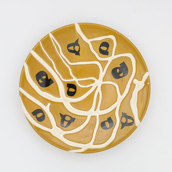 Handmade Ceramic Ochre Plate with Calligraphy