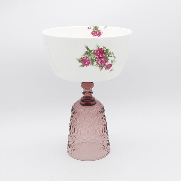 Golesorkhi Deep Bowl With Pink Glass Stand