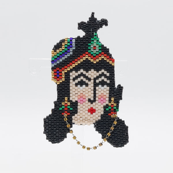 Qajar Lady Hand-Beaded Brooch