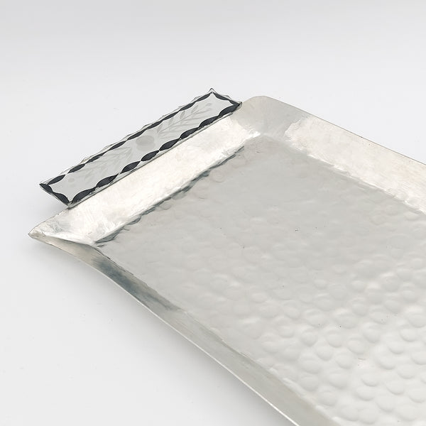 Large Copper Serving Tray with Etched Mirror