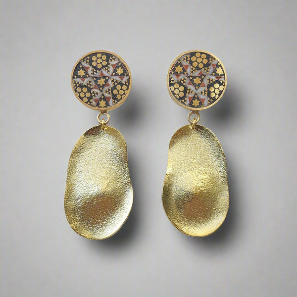Adorn-Khatam Brass-Gold Finish Earring