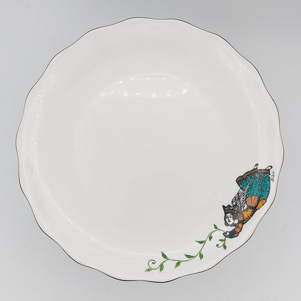 Hand Painted Persian Angel Serving Dish with Glass Stand