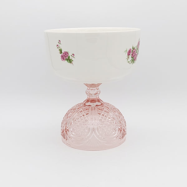 Golesorkhi Deep Bowl With Short Pink Glass Stand