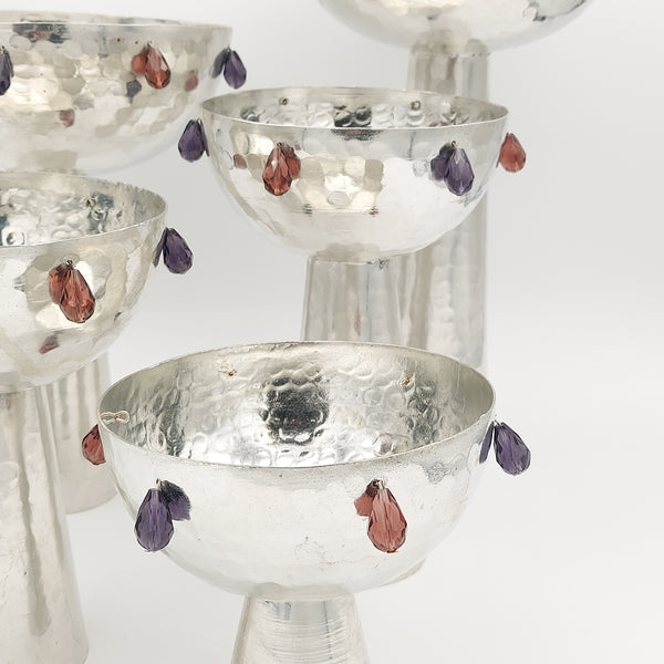 Footed Copper Bowl Adorned with Droplets