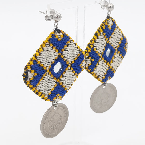 Handsewn Balouch Earrings with Pahlavi Coins