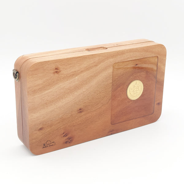 Khorshid Wooden Clutch with Pahlavi Coin