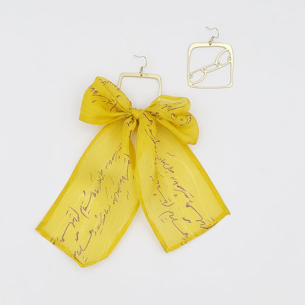 Love in Bloom Asymmetrical Brass & Silk Earrings