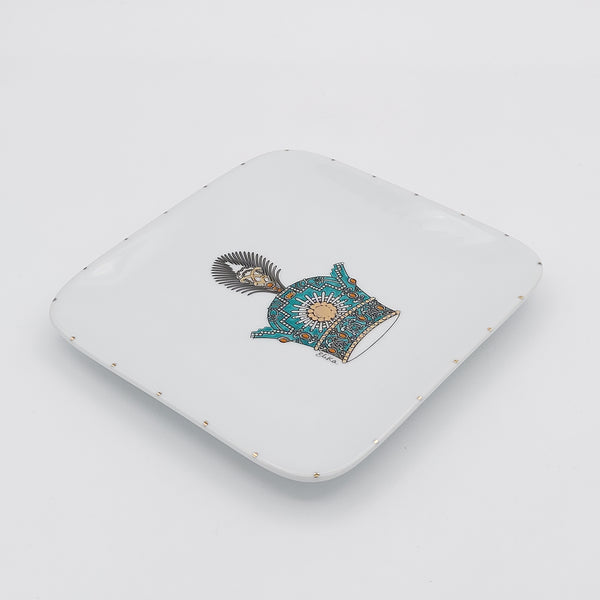 Hand Painted Pahlavi Crown Appetizer Plate