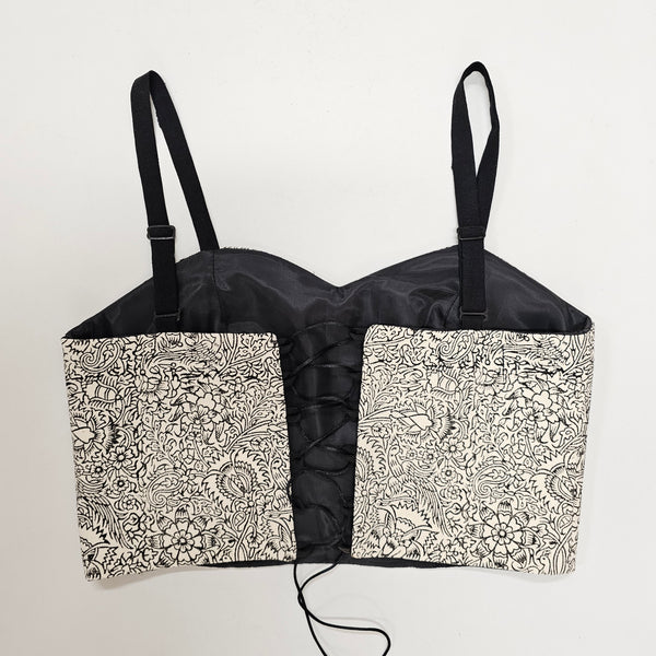 White Qalamkari Crop Top