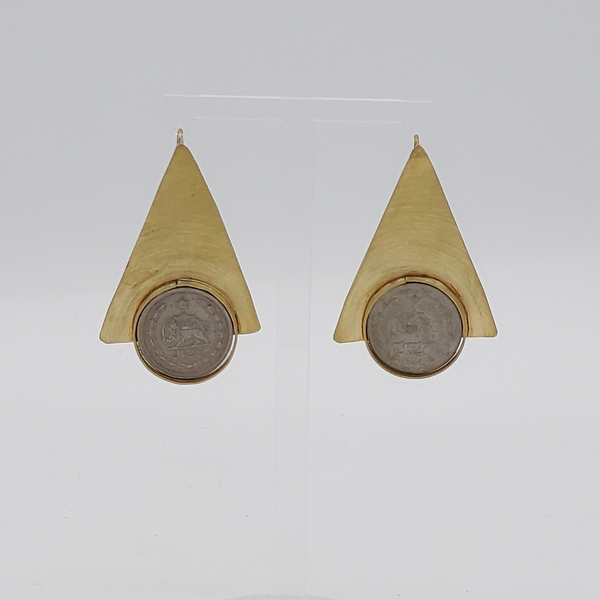 Pahlavi Coin Pyramid Earrings