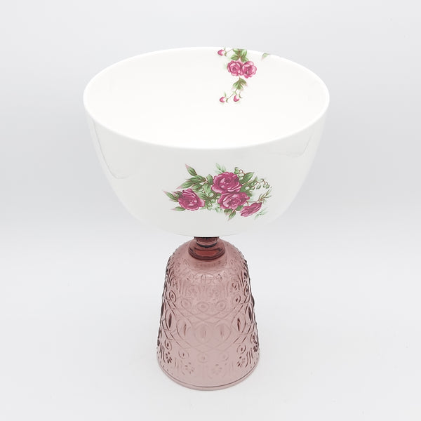 Golesorkhi Deep Bowl With Pink Glass Stand