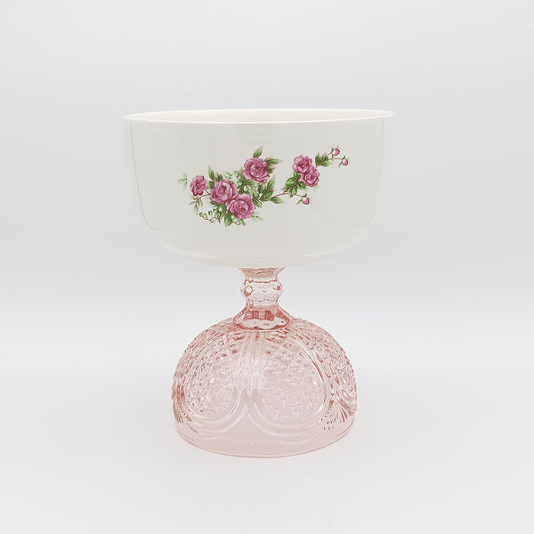 Golesorkhi Deep Bowl With Short Pink Glass Stand