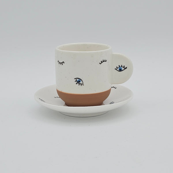 Evil Eye Espresso Cup with Saucer (Set of 2)