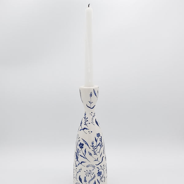 Blue Floral Ceramic Candle Holder