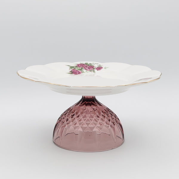 Wavy Rim Golesorkhi Appetizer Plate With Glass Stand